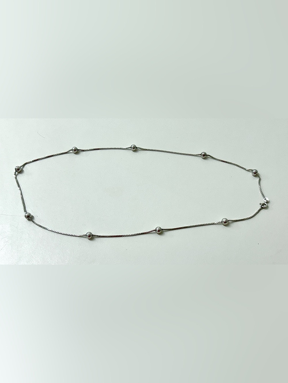 Vintage Sterling Silver Beaded Box Chain Necklace - Picture 15 of 16
